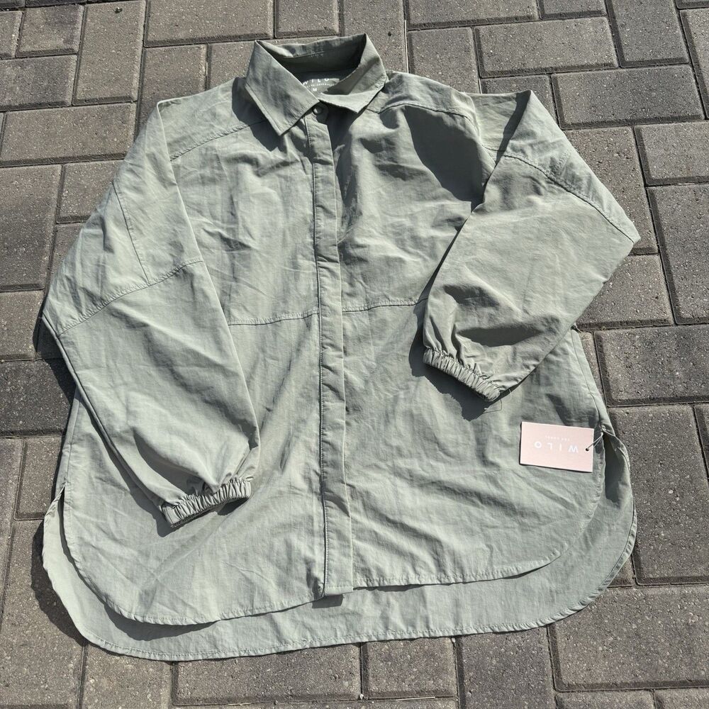 NWT Wilo the Label Women's Workout/Beach Coverup Parachute Shirt SAGE GREEN Med